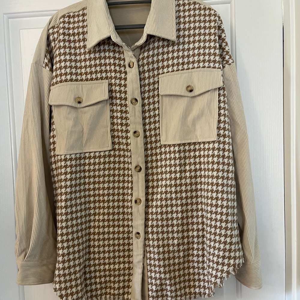 Houndstooth Corduroy Shacket NWOT